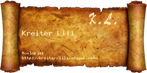 Kreiter Lili névjegykártya